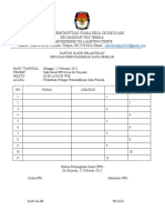 Contoh Daftar Hadir Pelantikan