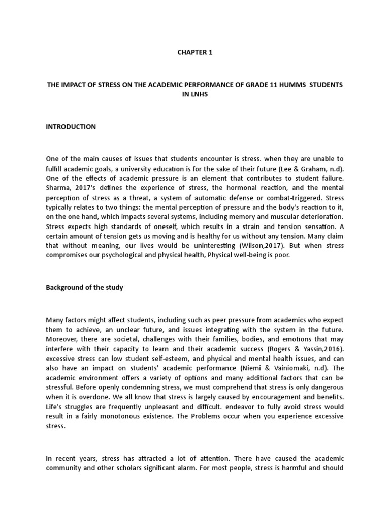 Impact of Stress on Grade 11 Students | PDF | Stress (Biology) | Stress ...