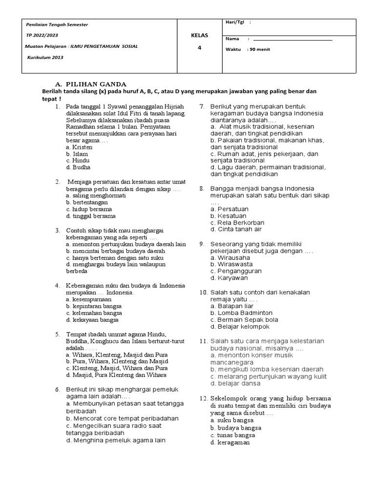 Menguasai Materi Kelas 4 Semester 2: Panduan Lengkap Mengunduh Soal Pilihan Ganda untuk Sukses Belajar