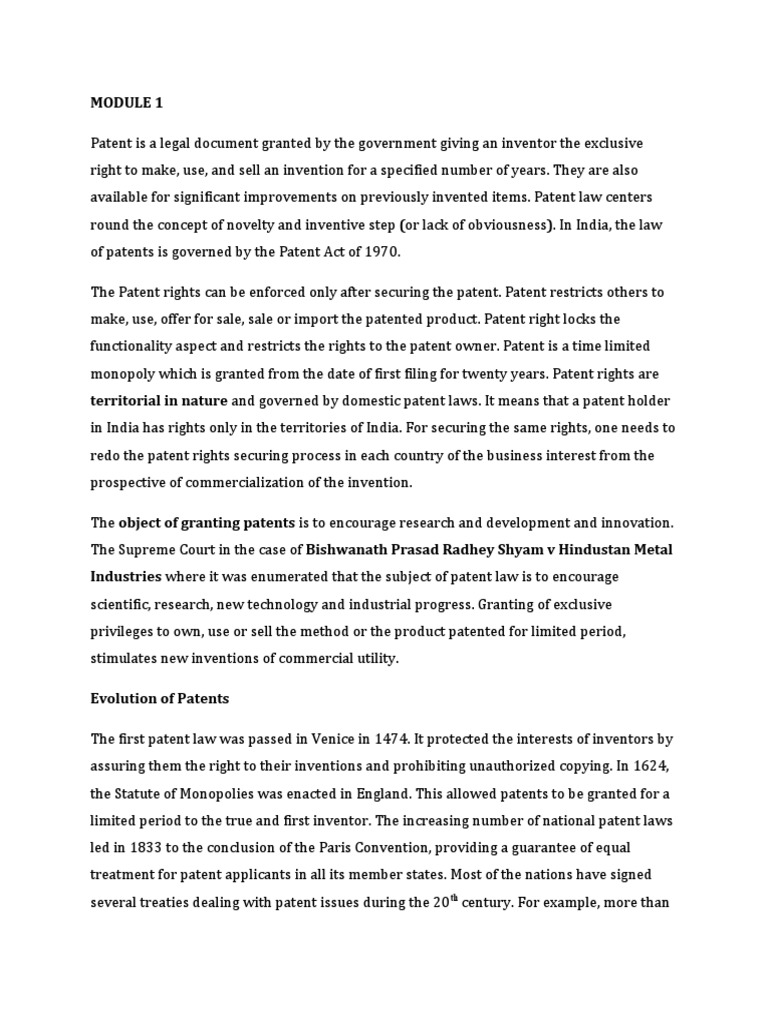 Overview of Patent Law and Treaties | PDF | Patent | Patent Application