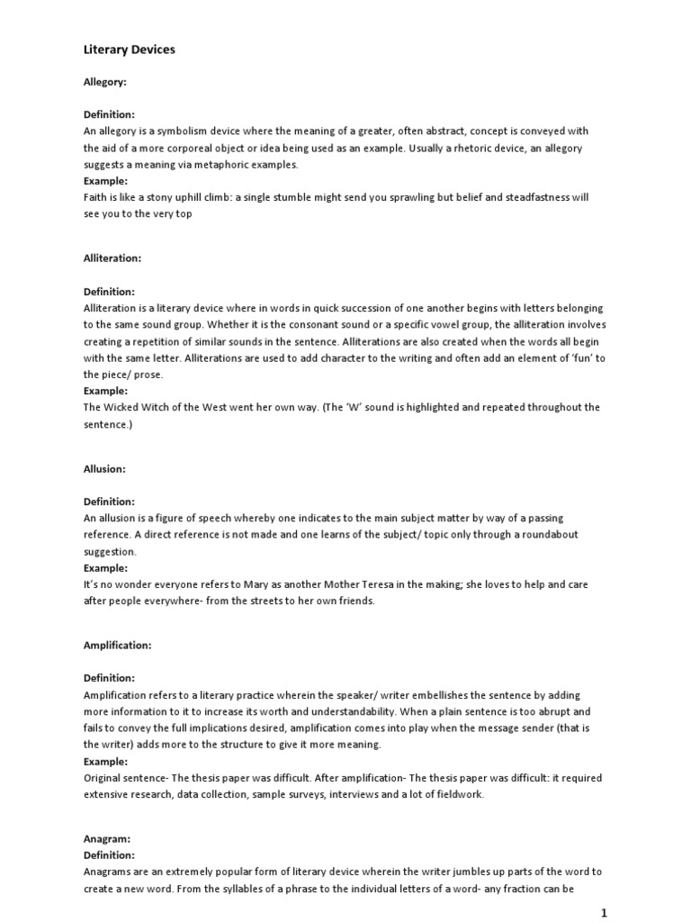 Literary Devices | PDF | Narration | Narrative