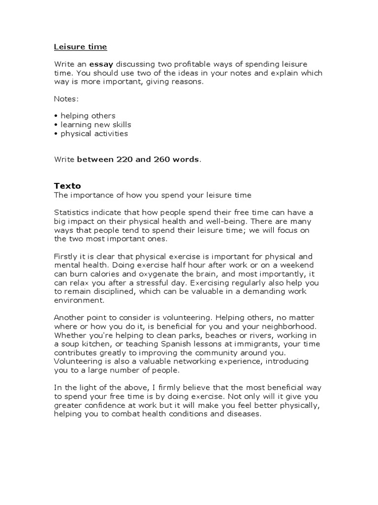 Leisure time essay pdf leisure mental health