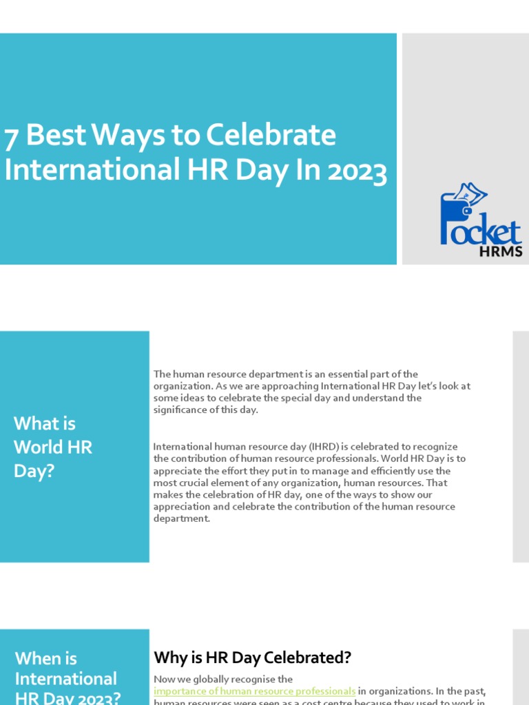 7 Best Ways to Celebrate International HR Day in 2023 PDF Human Resource Management Human