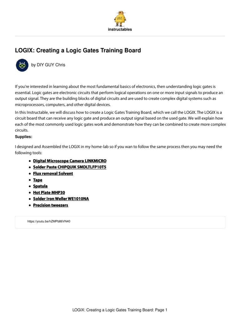 LOGIX Creating A Logic Gates Training Board | PDF | Logic Gate ...