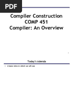 Compiler Construction COMP 451 Compiler: An Overview