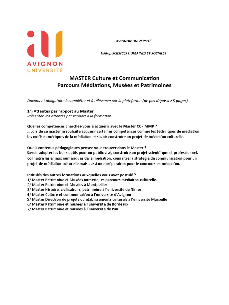 Projet de formation en médiation culturelle | PDF
