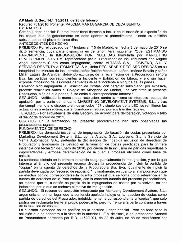 4340 EXTRACTO DE SENTENCIAS Inclusion Copias en Tasaciones | PDF