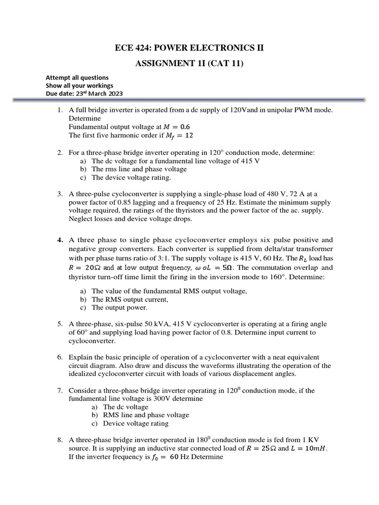 Ece 424 Assign2 Pdf Power Inverter Mains Electricity