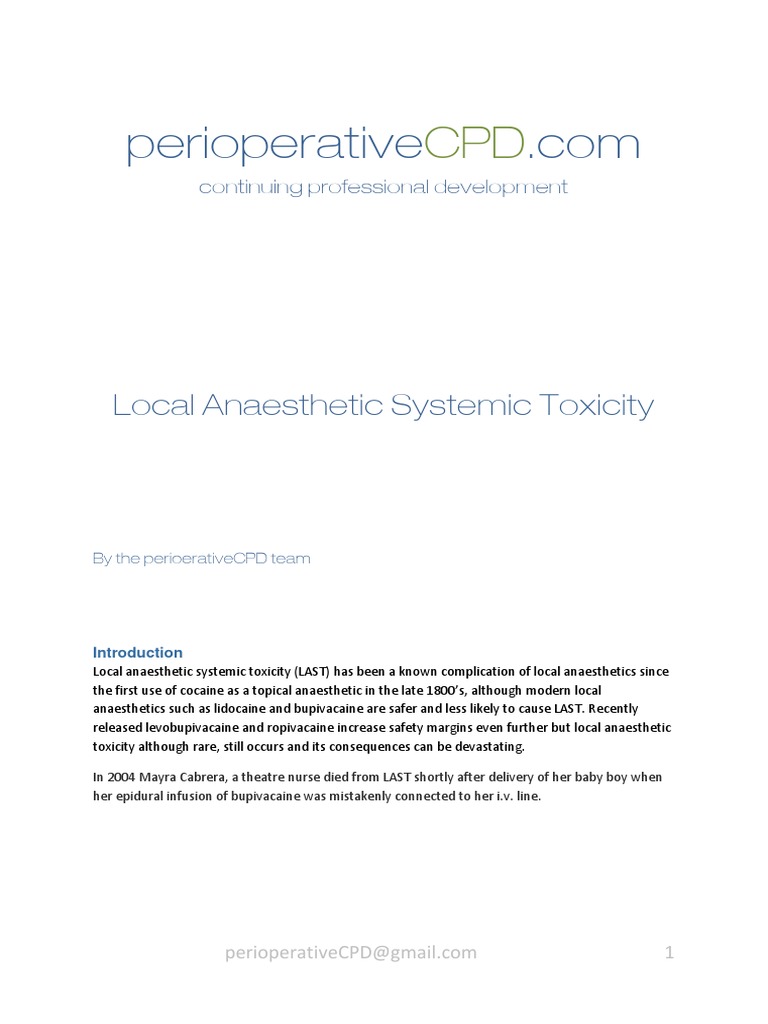 LocalAnaestheticSystemicToxicityV6 PDF Anesthesia Medical