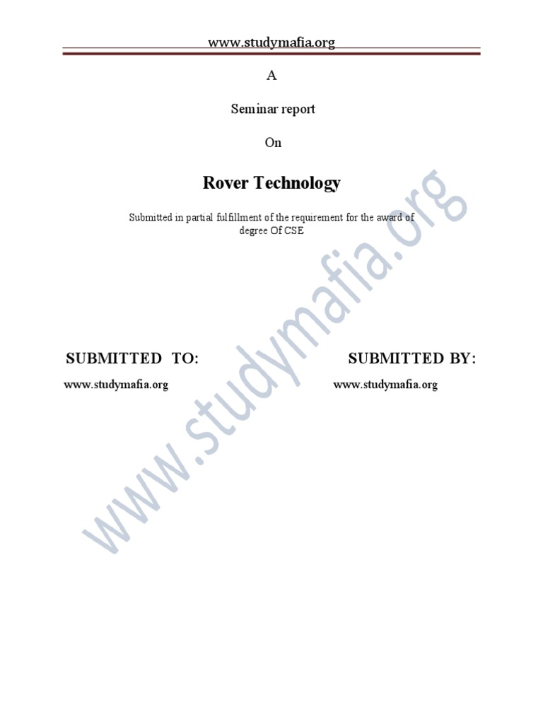 Rover Technology Seminar Report | PDF | Wireless Lan | Databases