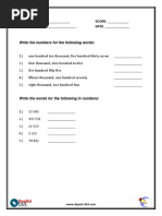 Grade 4 Activity Sheet (Reading and Writing Numbers) Q1 Week 1