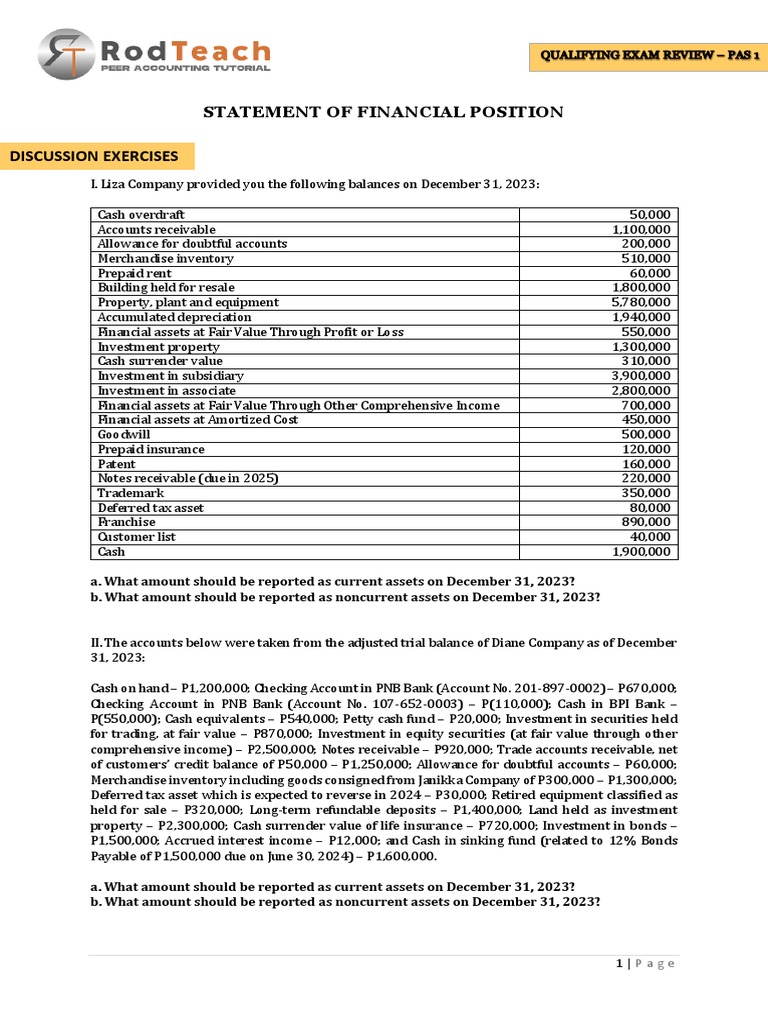 Statement of Financial Position | PDF | Debits And Credits | Expense