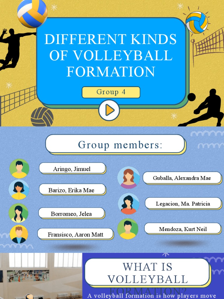 Different Kinds of Volleyball Formation: Group 4 | PDF | Volleyball ...