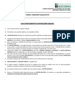 Cargo: Assessor Legislativo: Câmara Municipal Da Estância de Socorro Concurso Público #01/2022