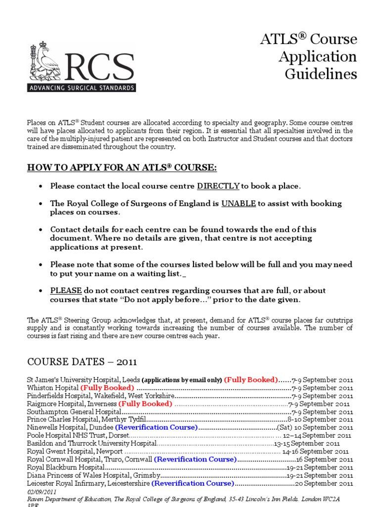 ATLS Course List 2010 | PDF | Hospital | Hospital And Clinic