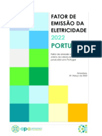 Fator de Emissão Eletricidade Portugal 2022