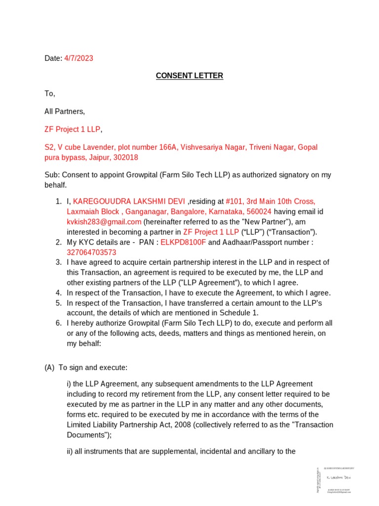 Consent letter pdf limited liability partnership corporations