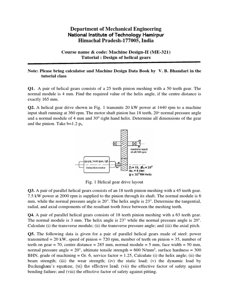 Design of Helical Gears PDF