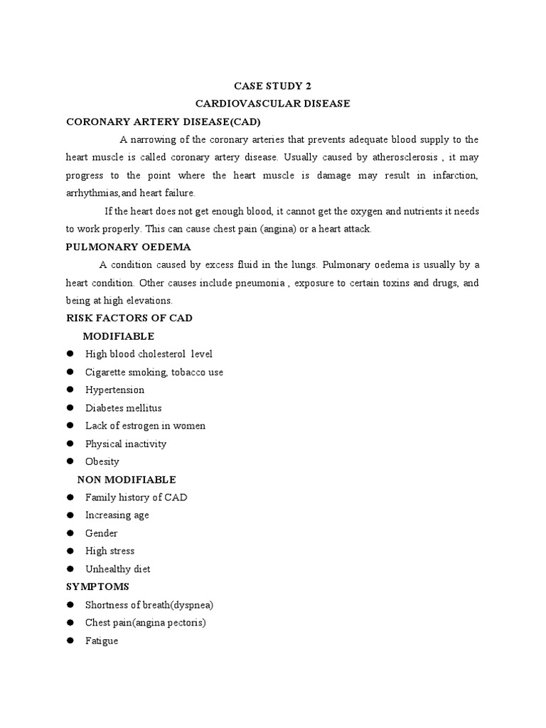Case Study 2 Finished Pdf Coronary Artery Disease Myocardial