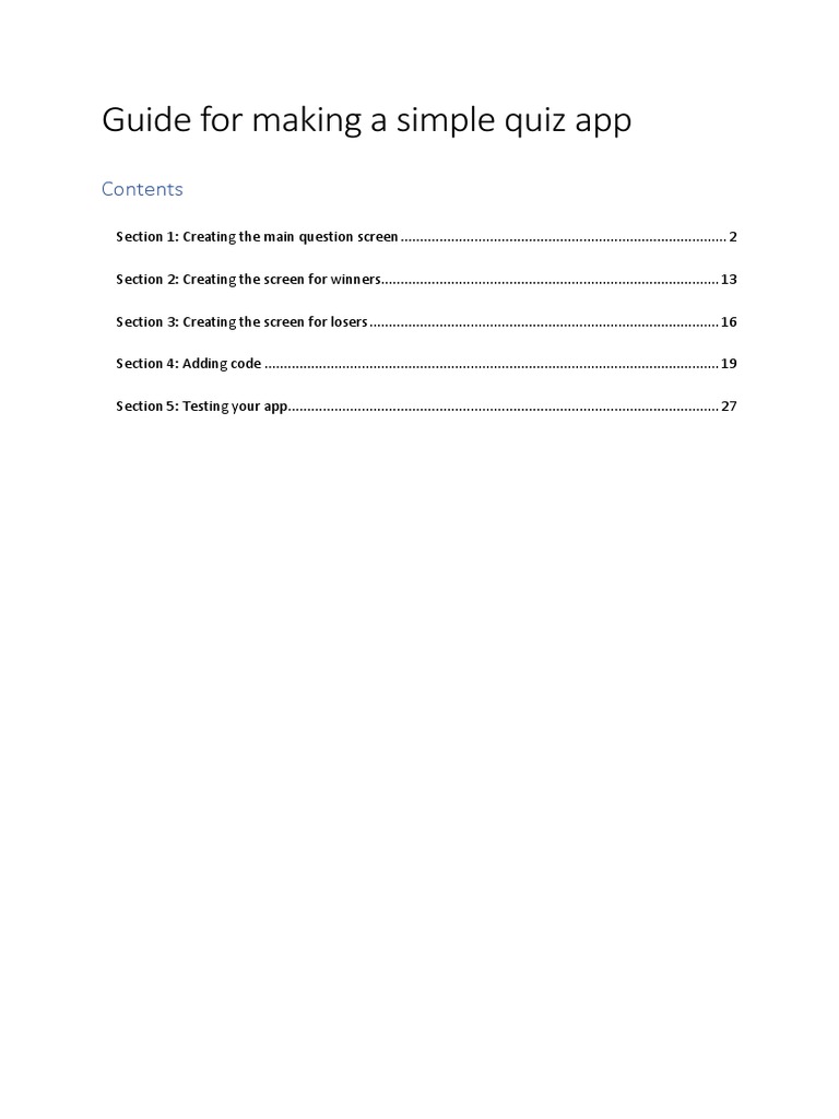 Guide For Making A Simple Quiz App | PDF | Computing | Software