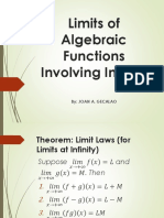 Limits of Algebraic Functions Involving Infinity: By: Joan A. Gecalao
