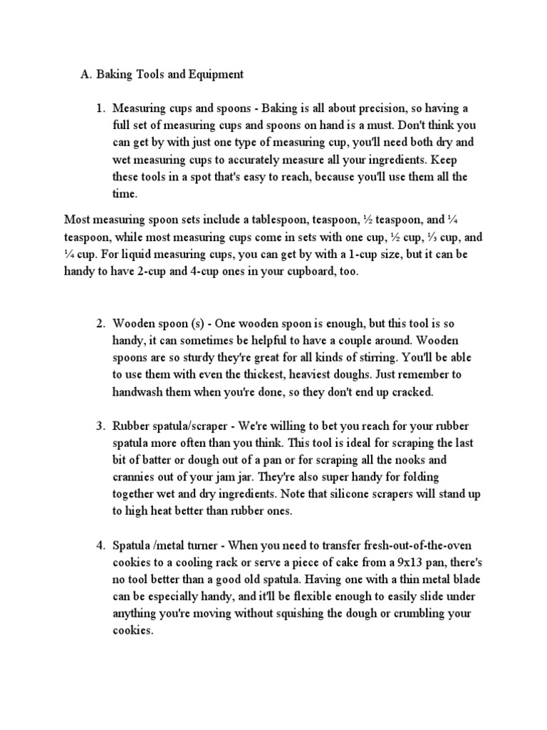 Baking Tools and Equipment | PDF | Cookware And Bakeware | Oven