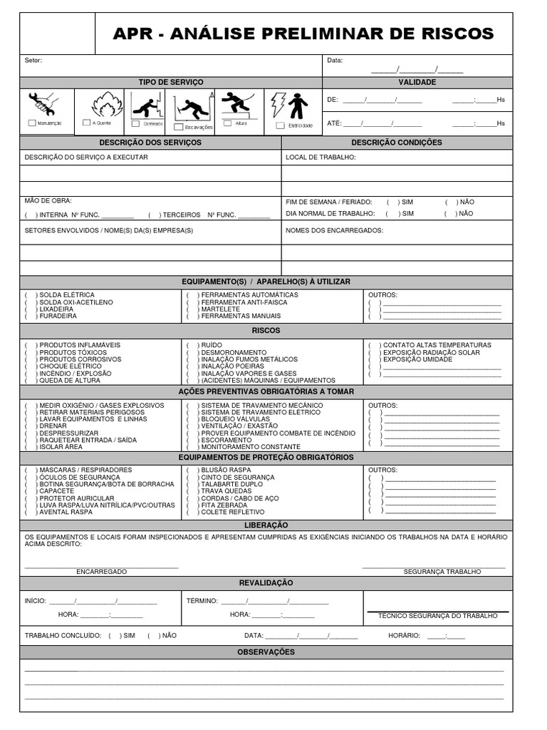 Análise Preliminar de Riscos (APR) | PDF | Ciências Físicas | Química