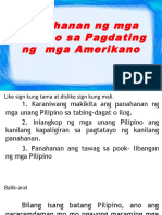 Panahanan NG Mga Pilipino Sa Pagdating NG Mga Amerikano