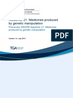 Guidance 21: Medicines Produced by Genetic Manipulation
