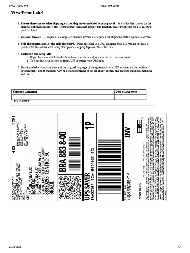 Printing and Attaching UPS Labels | PDF