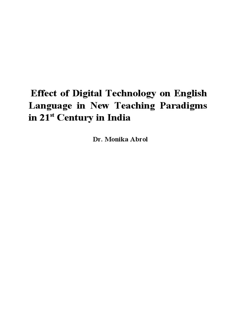 Effect of Digital Technology | PDF | Educational Technology | Distance ...