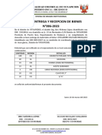 Acta de Entrega Y Recepcion de Bienes N°006-2023: Municipalidad Distrital de Yuyapichis Puerto Inca - Huánuco