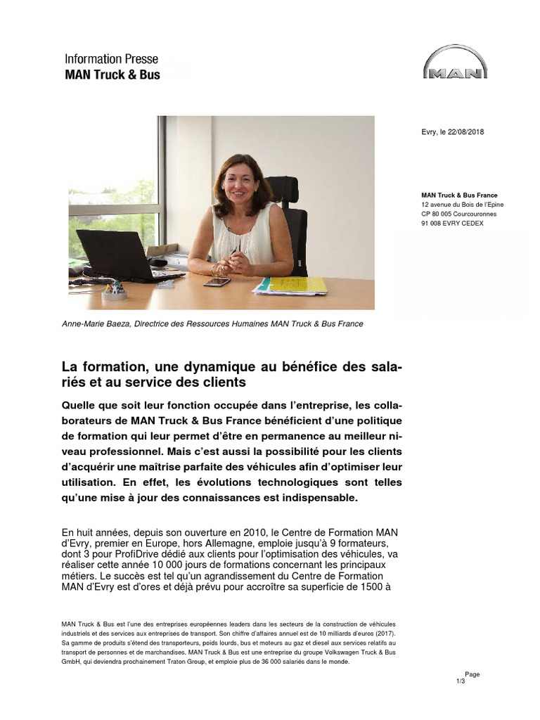 CP La Formation Chez Man Truck Bus France | PDF | Autobus | Véhicules