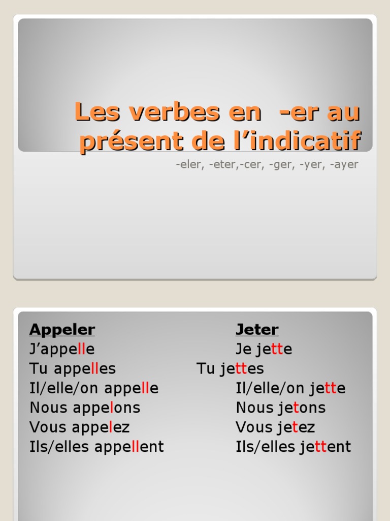 Conjugaison du verbe jeter au présent | PDF | Arts du langage et discipline
