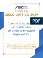 Ciclo Lectivo 2019: Ceremonia de Entrega de Certificados