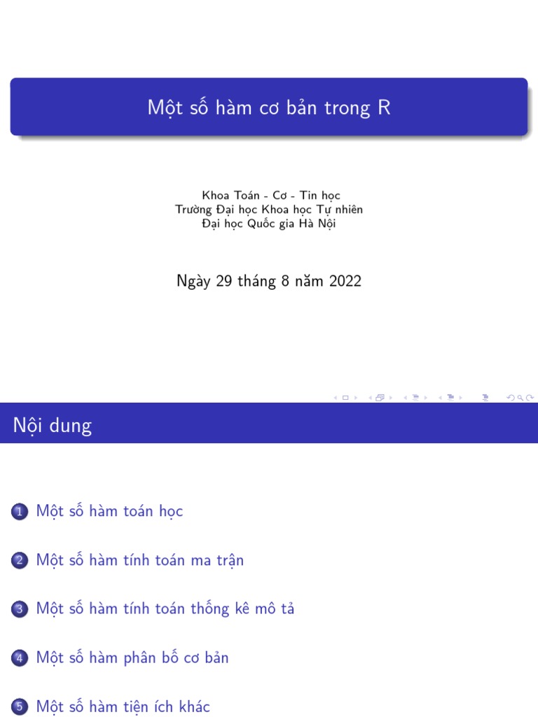 04-Một số hàm cơ bản trong R | PDF