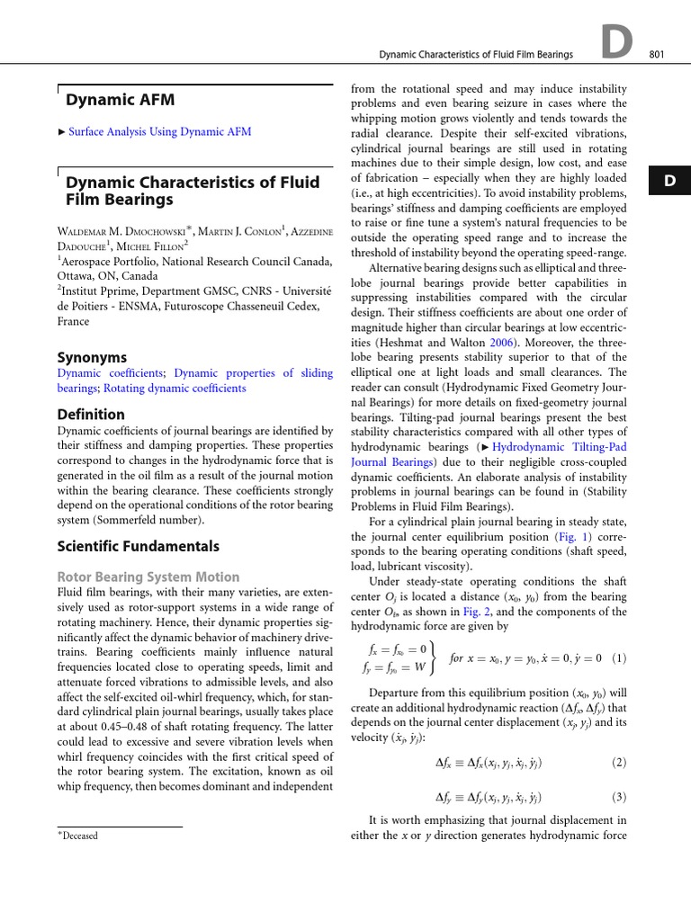 Dynamic Properties of Journal Bearings | PDF | Bearing (Mechanical ...