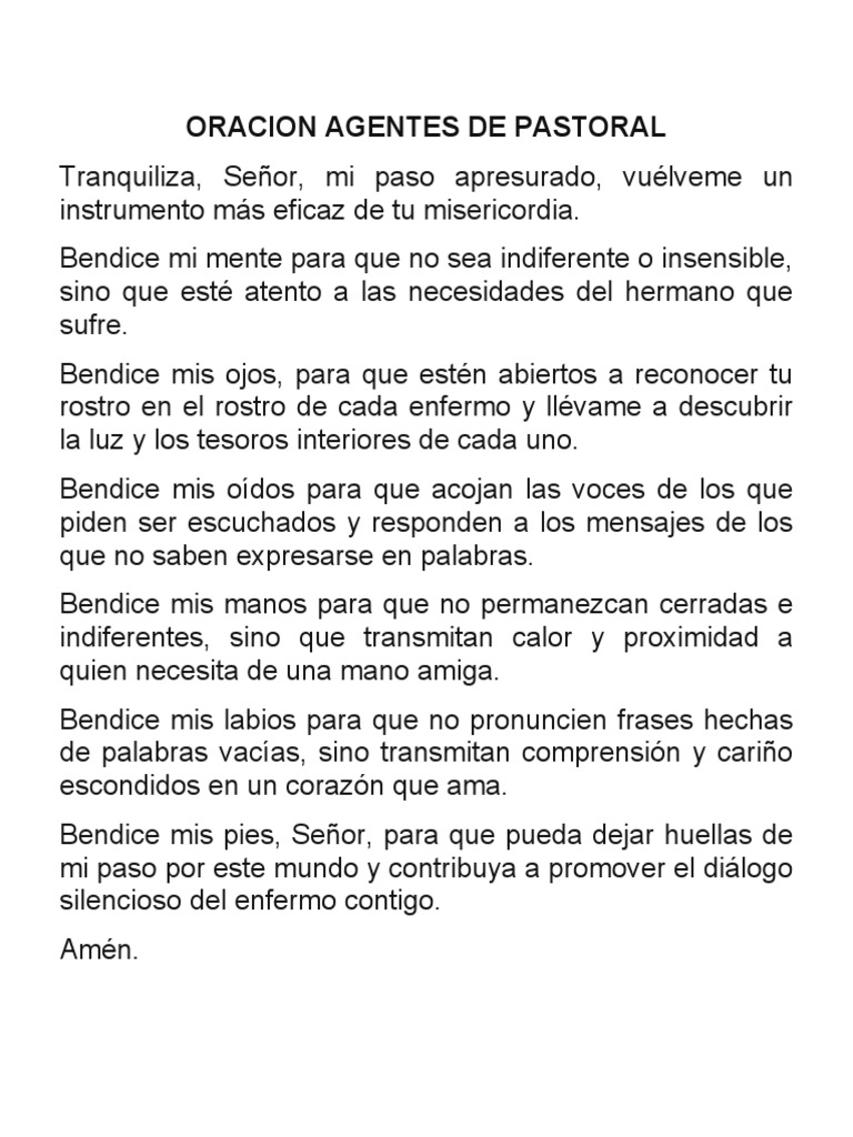 Oracion Agentes de Pastoral | PDF