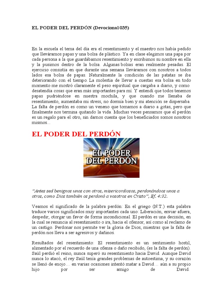 El Poder del Perdón en la Sanidad | PDF | Perdón | David