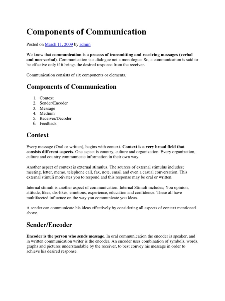 Components of Communicatio1 | PDF | Emergence | Communication