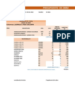 Presupuesto de Obra: Columnas, Ladrillo, Viga Collarin