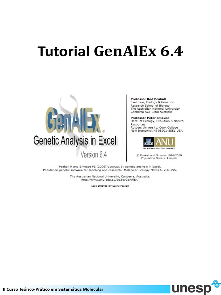 Tutorial do GenAlEx 6.4 em Excel | PDF | Filogenética Molecular ...