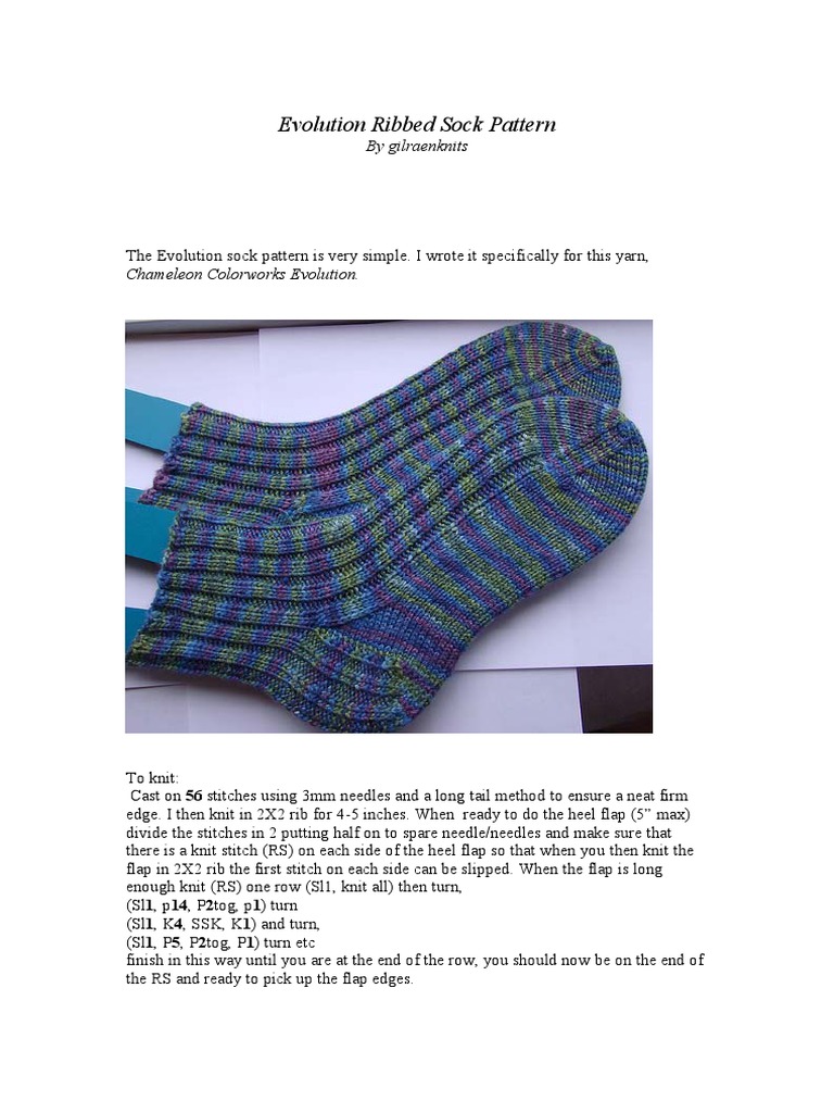Simple Ribbed Sock Pattern Guide | PDF | Art