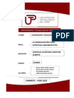 Chimbote - Perú 2022: La Generalización Como Estrategia Argumentativa Gonzales Alcántara Christian Alberto Diurno