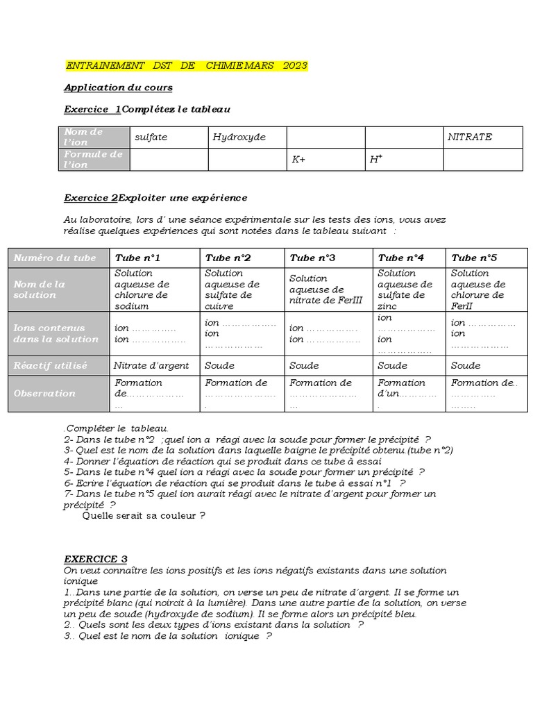 Tableau d'identification des ions en chimie | PDF | Hydroxyde de sodium ...