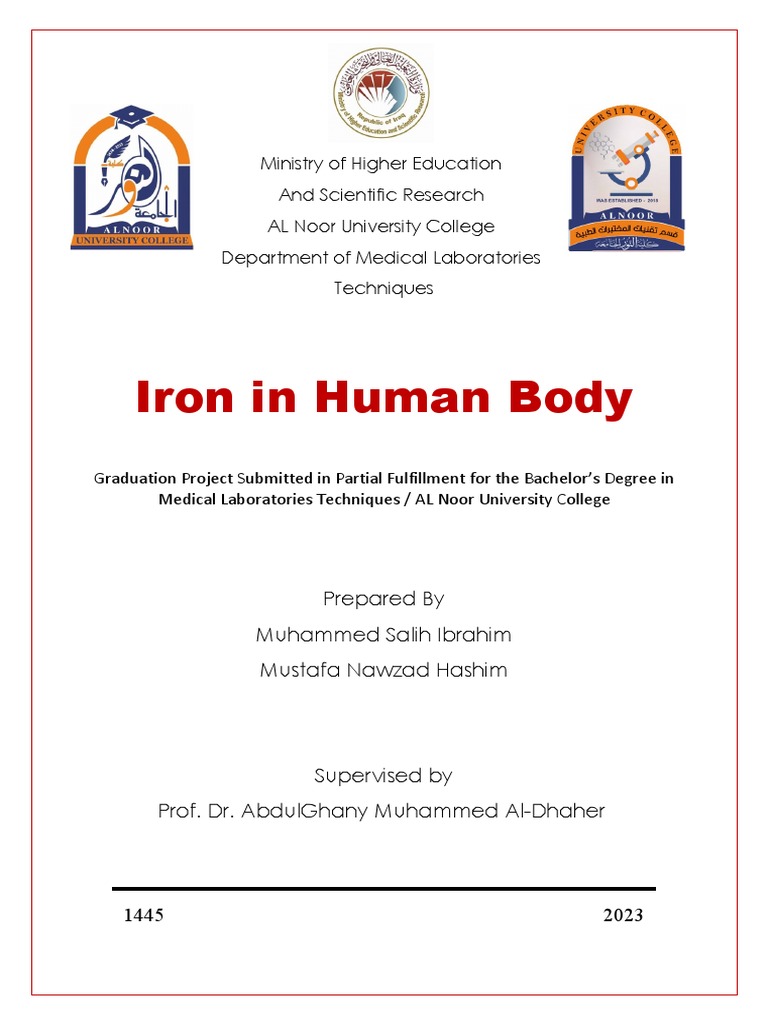 Iron in Human Body: Prepared by Muhammed Salih Ibrahim Mustafa Nawzad ...