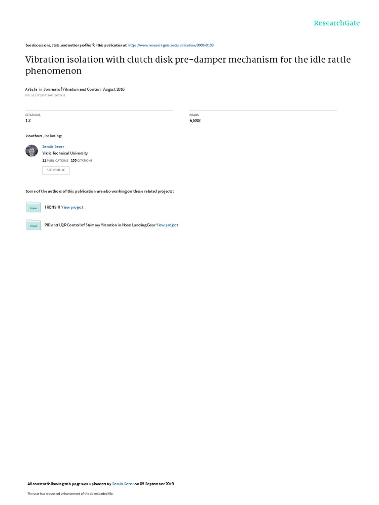 Vibration Isolation of Powertrain Idle Rattle Through Analysis of a