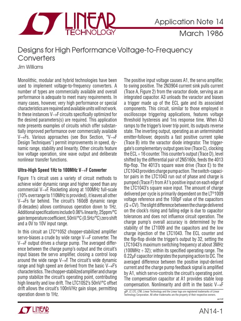 Design of High Performance Voltage-to-Frequency Converters | PDF ...