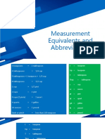 Measurement Equivalents and Abbreviations