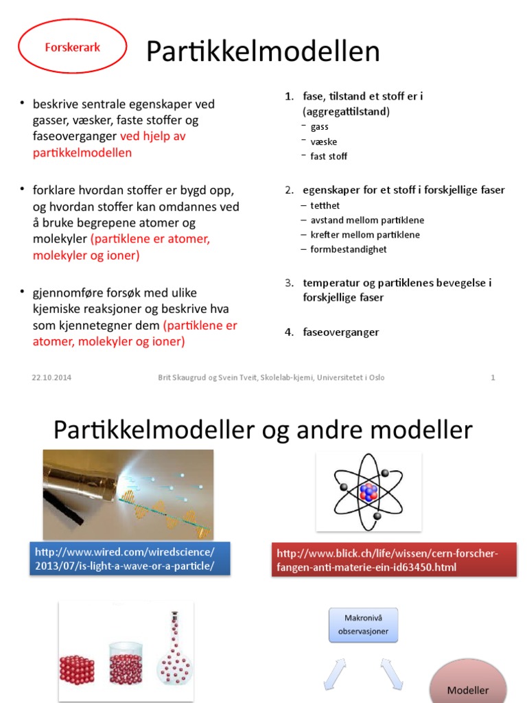 Partikkelmodellen: Forskerark | PDF